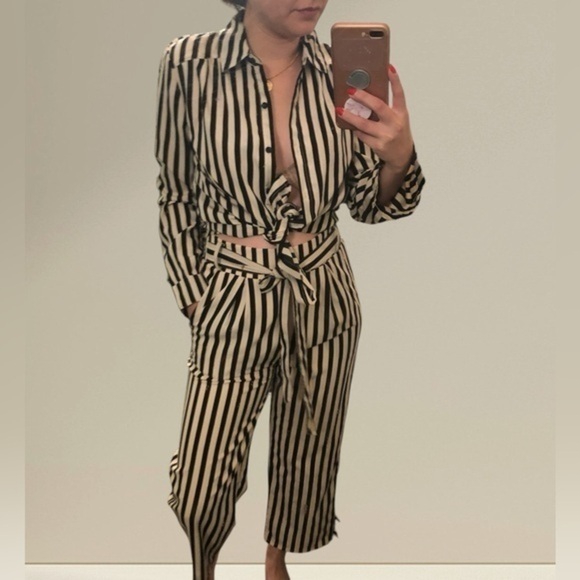 Two piece Stripe Pant & button down set - Picture 3 of 6